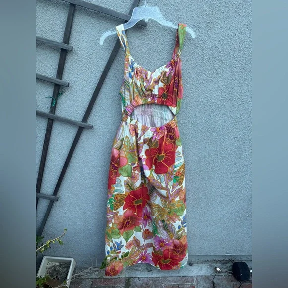 Mara Hoffman Bettina Cutout Floral-print Organic Cotton-jacquard Midi Dress - Picture 2 of 7